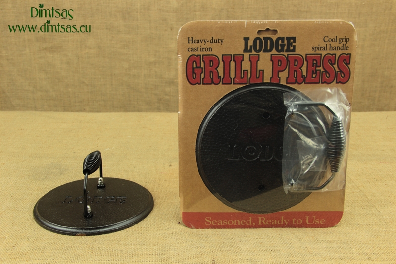 Lodge LGPR3 Cast Iron Round Grill Press, Pre-Seasoned, 7.5-inch