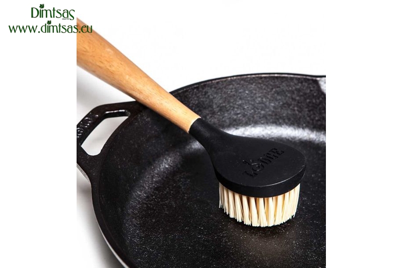 Lodge Seasoned Cast Iron Skillet with Scrub Brush- 12 inch Cast Iron Frying  Pan With 10 inch Bristle Brush
