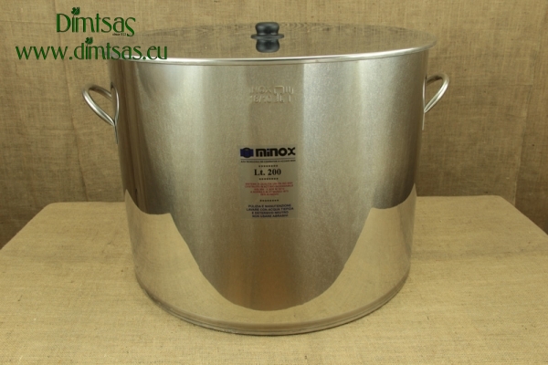 Stock Pot Stainless Steel 68x56 0.8 mm with Bottom 1.2 mm 200 lit